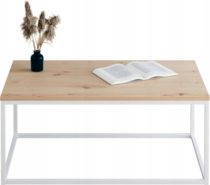 Stolik kawowy Neri 100x60 cm Loft do salonu Biały + Dąb Artisan, 8875564