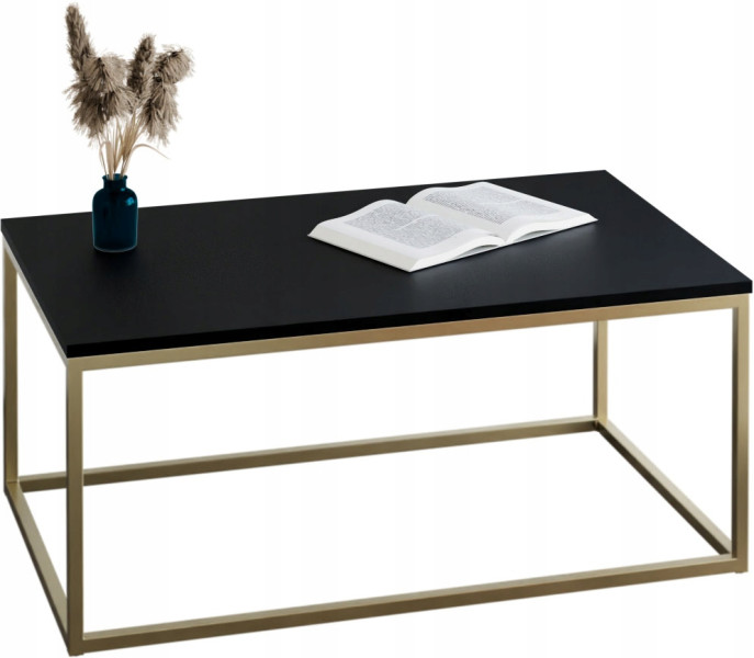 Stolik kawowy Neri 100x60 cm Loft do salonu Złoty + Czarny MiniPearl, 8875599
