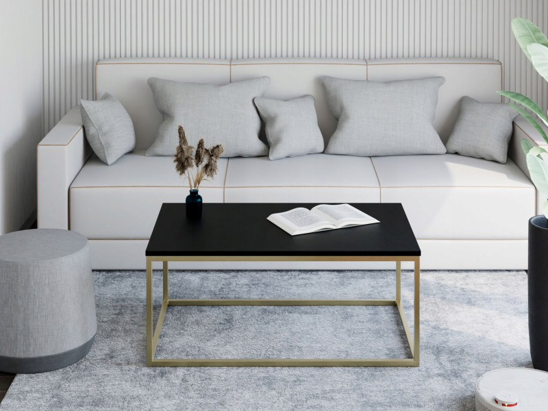 Stolik kawowy Neri 100x60 cm Loft do salonu Złoty + Czarny MiniPearl, 8875602