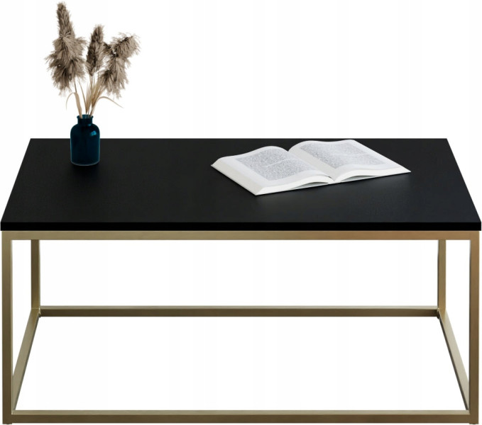 Stolik kawowy Neri 100x60 cm Loft do salonu Złoty + Czarny MiniPearl, 8875604
