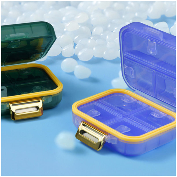 Organizer, kasetka, szkatułka na leki z przegródkami, fioletowa 8x7x3,5cm, 8880192