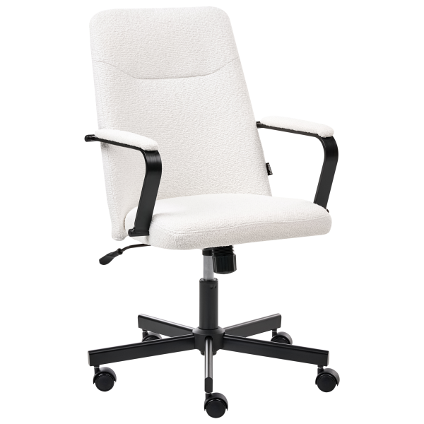 Fotel biurowy regulowany boucle biały, 8880396