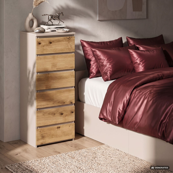 Komoda CL6 Kaszmir 40 cm 6 szuflad kolor Dąb Artisan mat 40x35x109 cm, 8881539