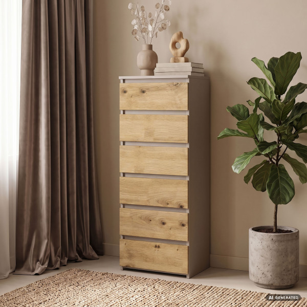 Komoda CL6 Kaszmir 40 cm 6 szuflad kolor Dąb Artisan mat 40x35x109 cm, 8881540
