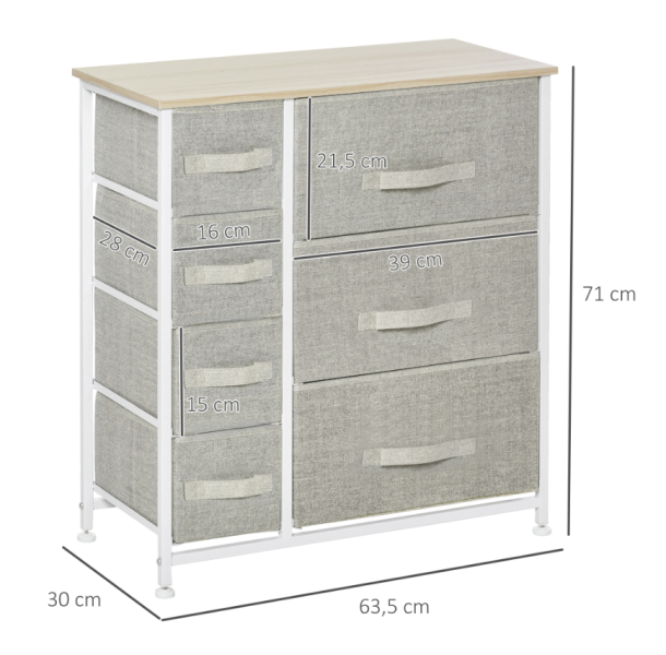 Komoda Artdesign 7 szuflad 63,5 x 30 x 71cm jasnoszary, 8887660