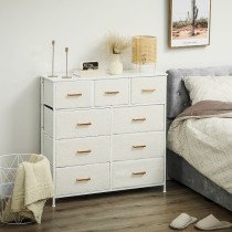 Komoda Artdesign 100x30x99cm z tkaniny Sherpa 9 szuflad