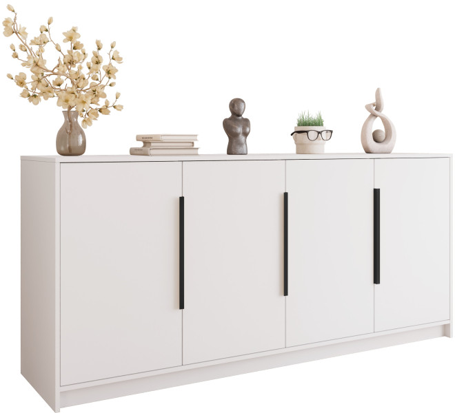 Biała komoda 200 cm z 4 drzwiami do salonu sypialni LESTO, 8892883