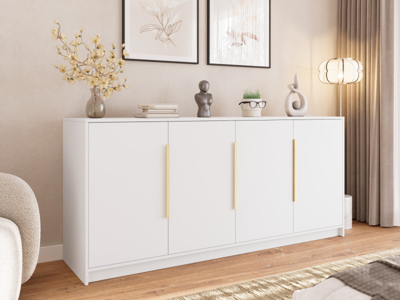 Biała komoda 200 cm z 4 drzwiami do salonu sypialni LESTO, 8892895