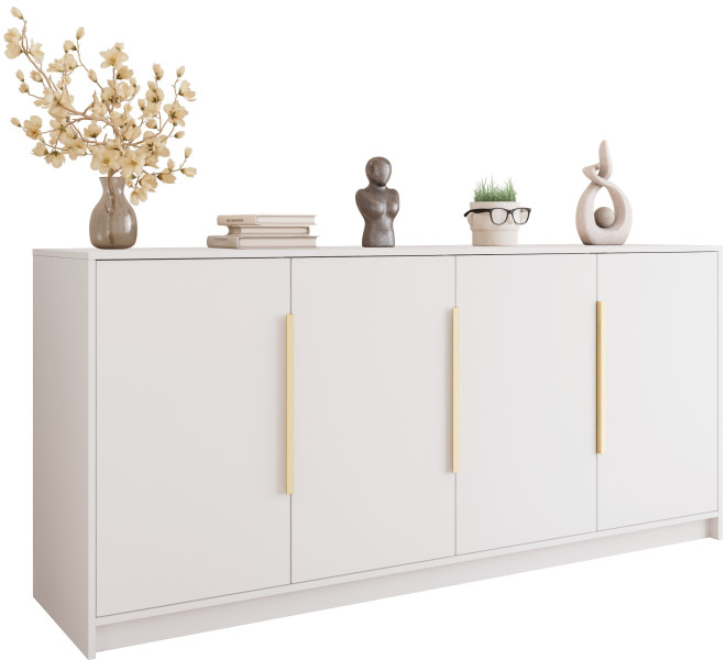 Biała komoda 200 cm z 4 drzwiami do salonu sypialni LESTO, 8892897
