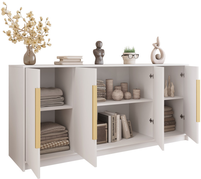 Biała komoda 200 cm z 4 drzwiami do salonu sypialni LESTO, 8892898