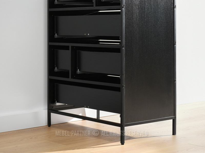 Komoda czarna z 6 szufladami Samoa-A czarne drewno stelaż metal, 8895746