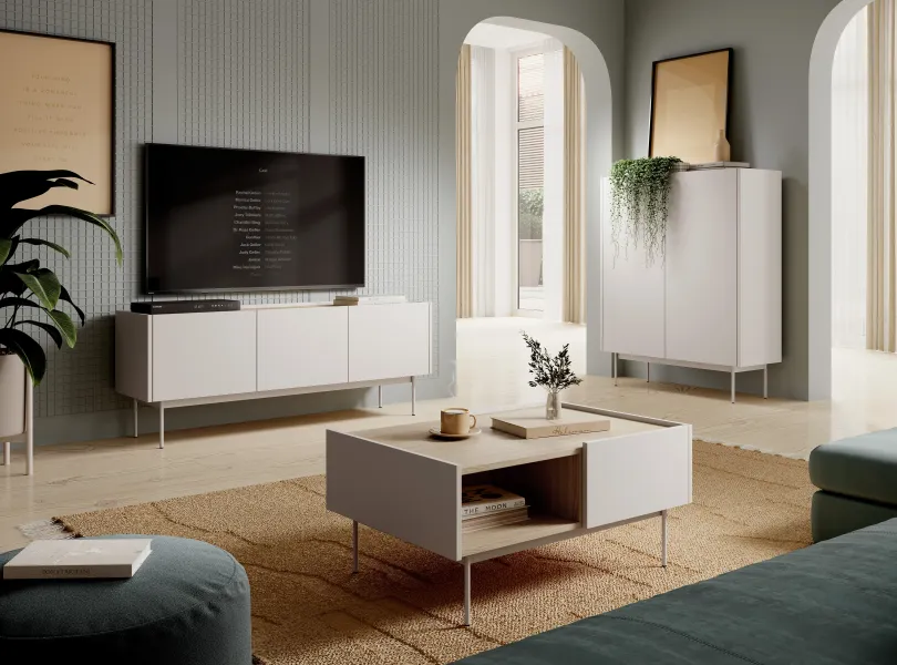 Stolik kawowy Covel kaszmir 97 cm z szufladą loft, 8901457