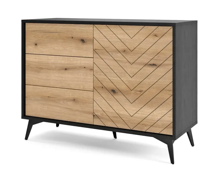 Komoda Divero dąb evoke 104 cm z frezowanymi frontami, 8903991