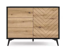 Komoda Divero dąb evoke 104 cm z frezowanymi frontami