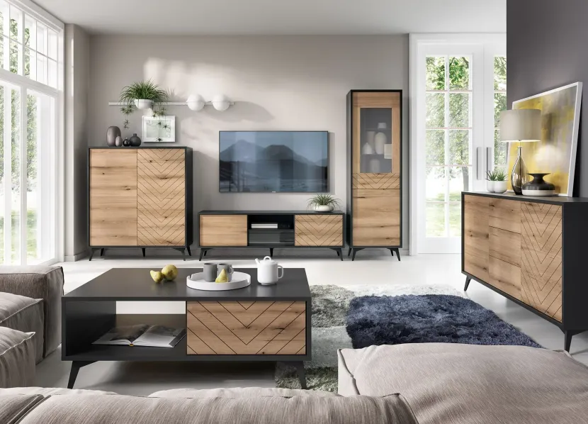 Komoda Divero dąb evoke 104 cm z frezowanymi frontami, 8903993