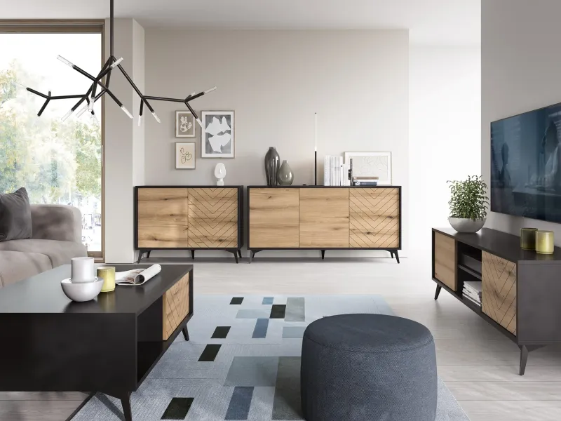 Komoda Divero dąb evoke 104 cm z frezowanymi frontami, 8903994