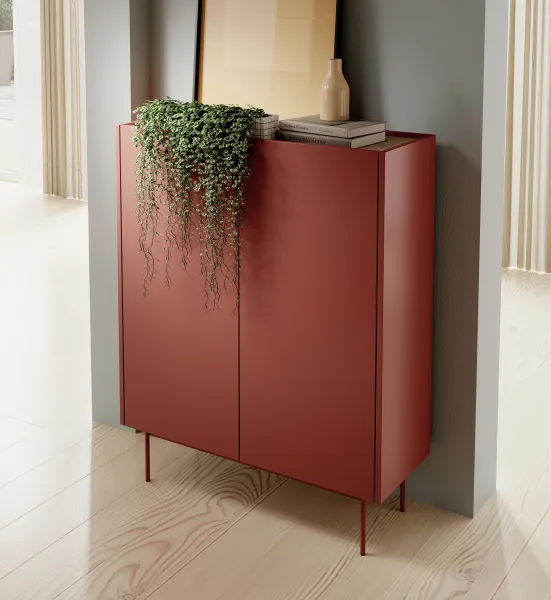 Komoda Covel ceramiczna czerwona 97 cm na metalowych nogach, 8904017