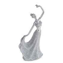 Figurka dekoracyjna tancerka 9x6x19 cm srebrna żywiczna