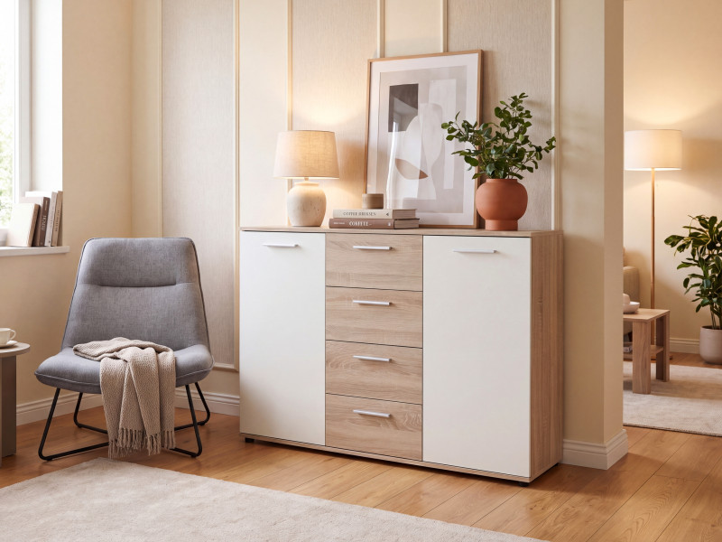 Komoda 120 cm z szufladami dąb sonoma JOVITA, 8908180
