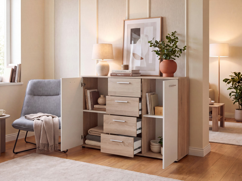 Komoda 120 cm z szufladami dąb sonoma JOVITA, 8908181