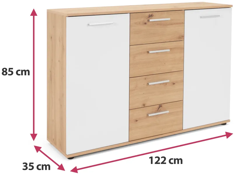Komoda 120 cm z szufladami dąb artisan JOVITA, 8908187