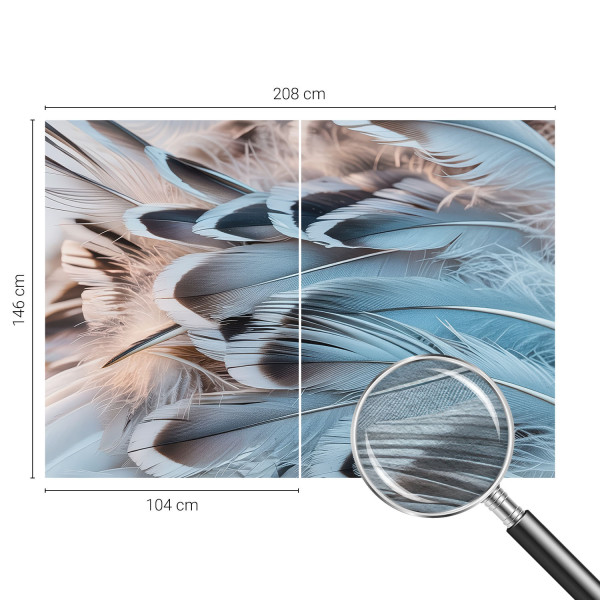 Tapeta flizelinowa do pokoju Błękitne pióra 208x146 Tulup, 8917802