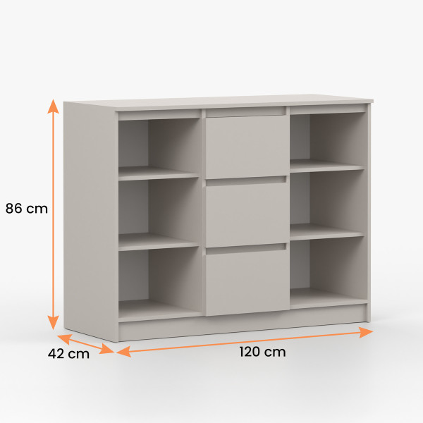 Wysoka komoda z szufladami kaszmirowa 120 cm SAVIO, 8961837