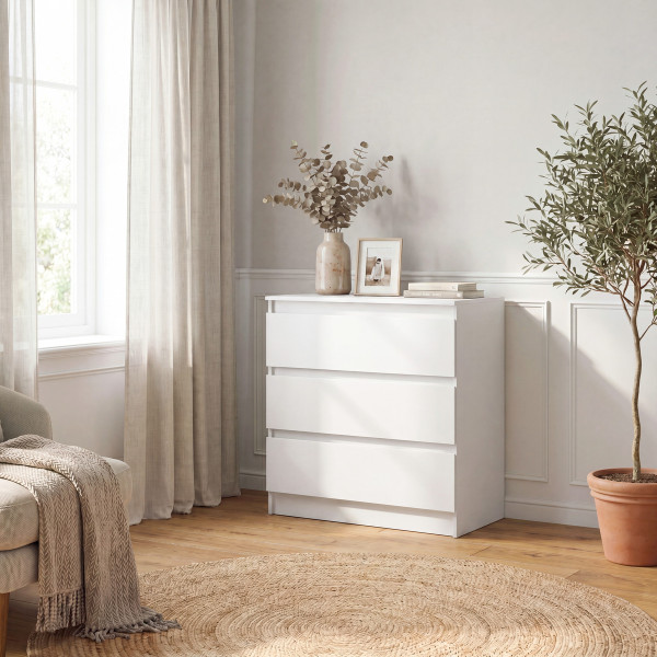 Komoda z szufladami biała 90 cm SAVIO, 8961840