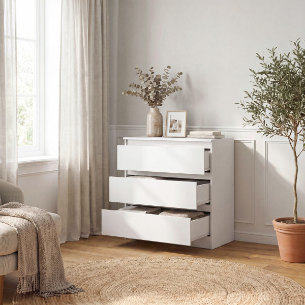 Komoda z szufladami biała 90 cm SAVIO, 8961841