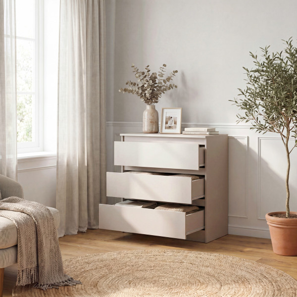 Komoda z szufladami 90 cm kaszmirowa SAVIO, 8961847