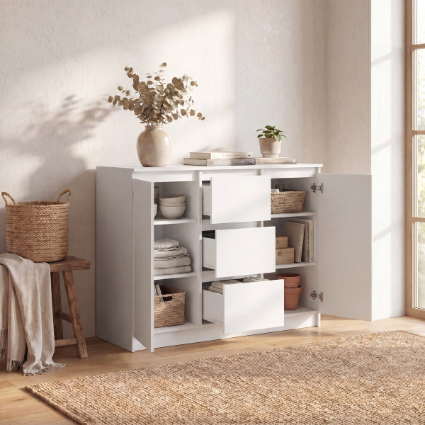 Komoda szeroka biała z szufladami 120 cm SAVIO, 8961852