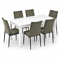 INSPIRO Stół C-2 biały 120–160 cm + 6 krzeseł IK-10 welur