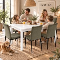 INSPIRO Stół C-2 biały 120–160 cm + 6 krzeseł IK-10 welur