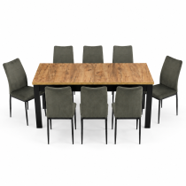INSPIRO Stół C-2 dąb Kraft 120–160 cm + 8 krzeseł IK-10 welur