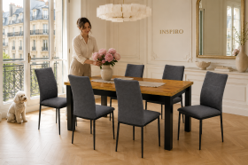 INSPIRO Stół C-14 dąb Kraft 160–200 cm + 6 krzeseł IK-10 welur