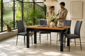 INSPIRO Stół C-14 dąb Kraft 160–200 cm + 4 krzesła IK-10 welur