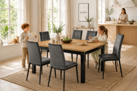 INSPIRO Stół C-2 dąb Kraft 120–160 cm + 6 krzeseł IK-10 welur