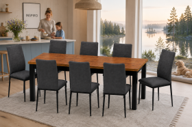 INSPIRO Stół C-14 dąb Kraft 160–200 cm + 8 krzeseł IK-10 welur