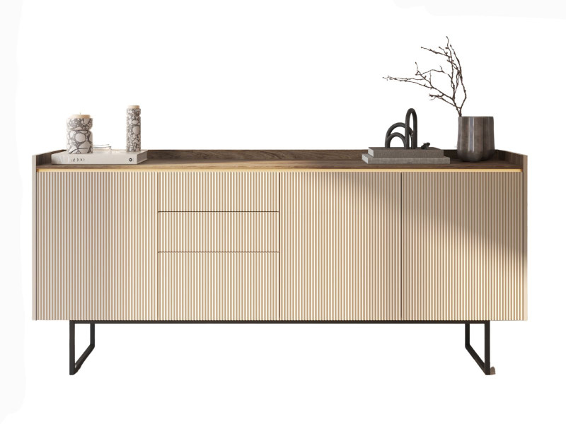 Beżowa komoda do salonu w stylu japandi LED 192cm MAUI, 9052814