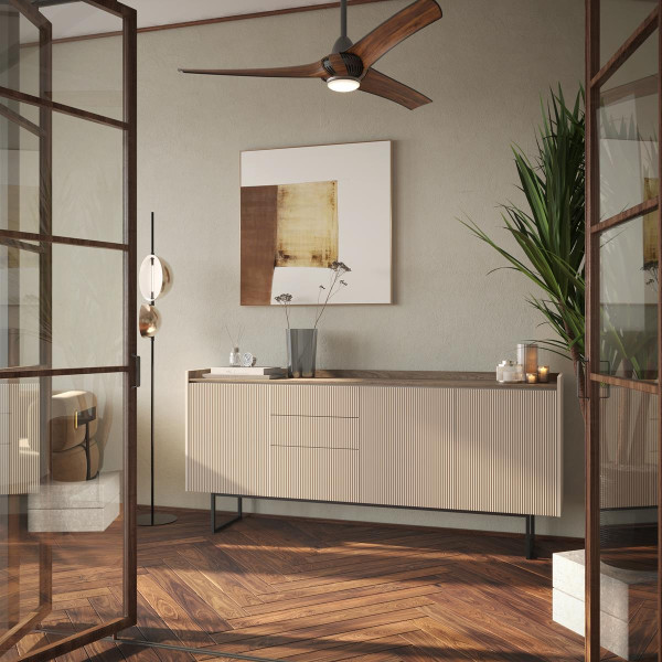 Beżowa komoda do salonu w stylu japandi LED 192cm MAUI, 9052816