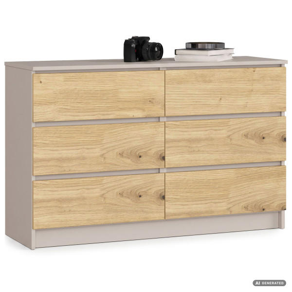 Komoda K120 Kaszmir 120 cm 6 szuflad kolor Dąb Artisan mat 120x40x77 cm, 9052859