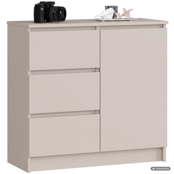Komoda JERRY Kaszmir 80 cm 1 drzwi 3 szuflady 2 półki 80x35x77 cm, 9052899