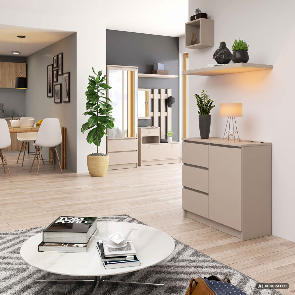 Komoda JERRY Kaszmir 80 cm 1 drzwi 3 szuflady 2 półki 80x35x77 cm, 9052904