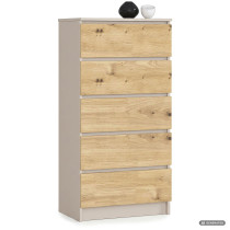 Komoda K60 Kaszmir 60 cm 5 szuflad kolor Dąb Artisan mat 60x40x121 cm