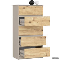 Komoda K60 Kaszmir 60 cm 5 szuflad kolor Dąb Artisan mat 60x40x121 cm