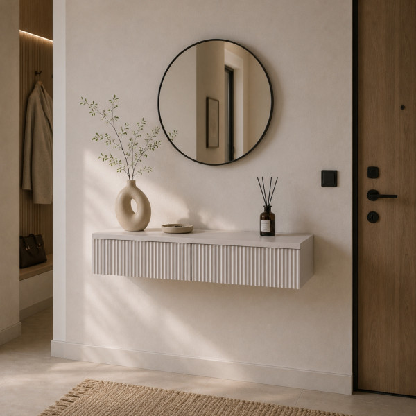 Konsola wisząca z 2 szufladami, front ryflowany, 100 x 38 x 17 cm, 9073276