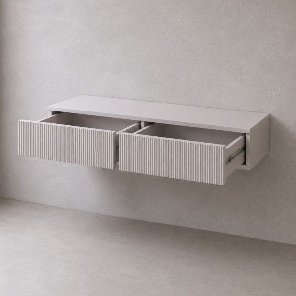 Konsola wisząca z 2 szufladami, front ryflowany, 100 x 38 x 17 cm, 9073278