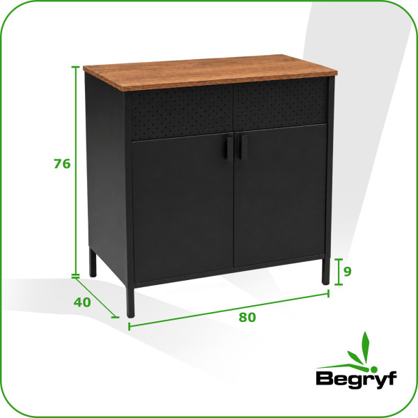 Komoda loft z drzwiczkami czarna 80 cm szafka industrialna do salonu, 9076118