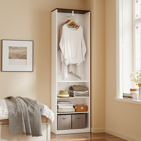 SoBuy Szafa otwarta z wieszakiem i półkami Biały 55x25x187 cm KSB02-W, 9200484