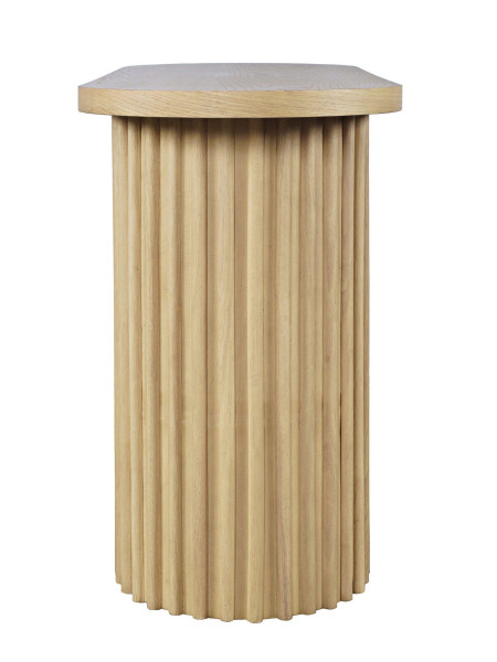 Konsola Japandi Blatem Avola, ryflowany blat, owalna podstawa, 9208676